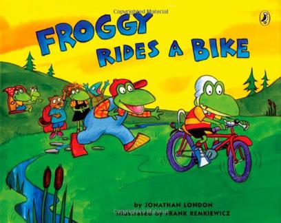 froggy rides a bike