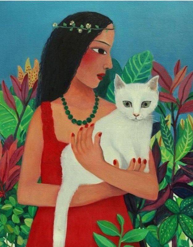 少女与猫 | 油画(40x50cm)