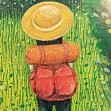 吹风の向日葵
