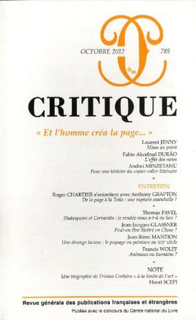 Critique, N° 785, Octobre 2012